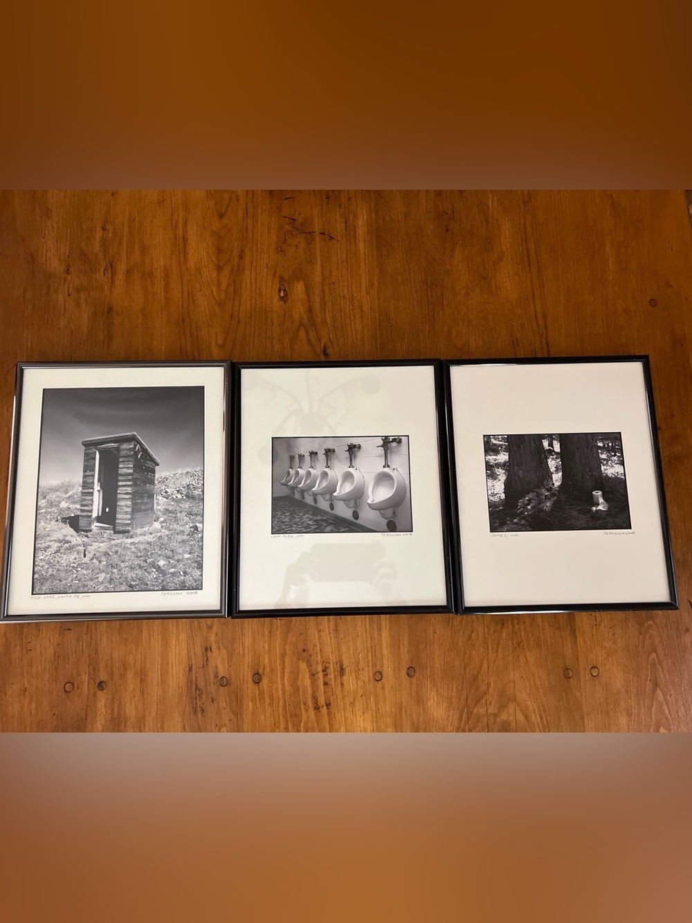 Vintage Black & White Framed Bathroom Themed Photographs